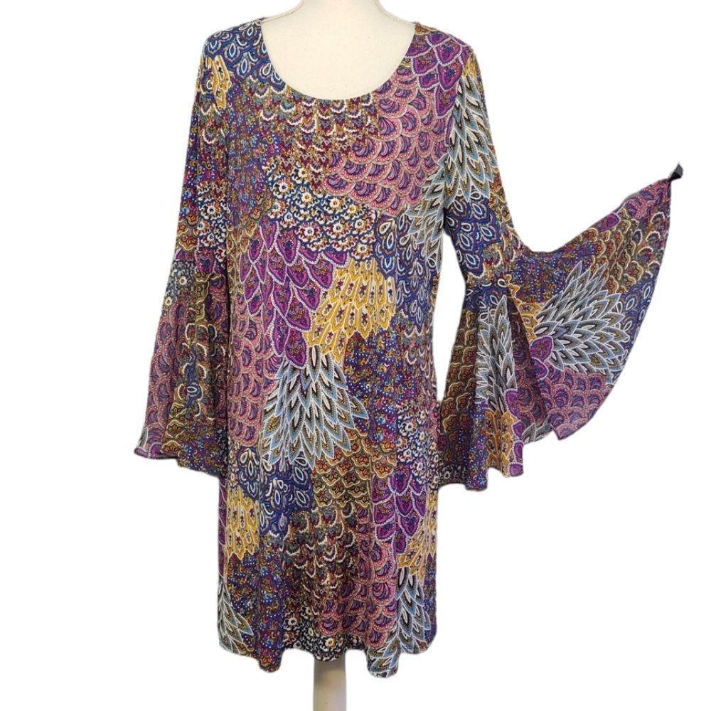 Ivy Road Multicolor Flare Sleeve Dress XL